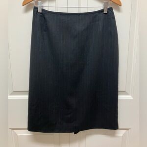Luisa Spagnoli wool blend knee length skirt, dark grey pinstripe, EU 44, US 10